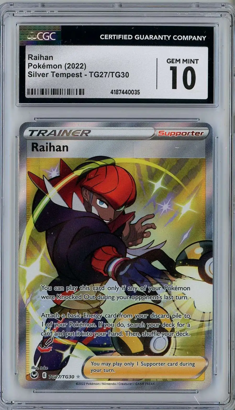 Nintendo Pokemon Trading Card Game Raihan TG27 [CGC 10]