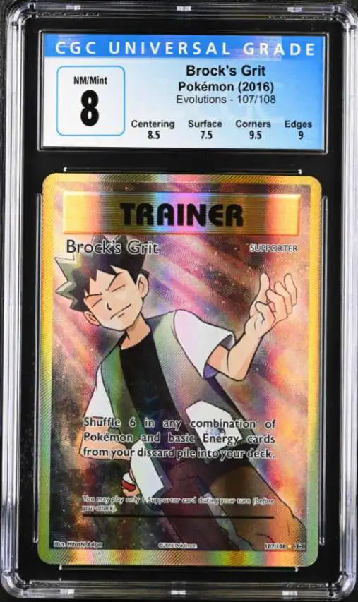 Pokemon X & Y Evolutions Ultra Rare Brock's Grit #107 [CGC 8.0]