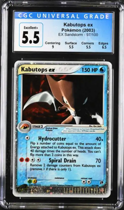 Pokemon Sandstorm Ultra Rare Kabutops ex #97 [CGC - Excellent+ 5.5 (3927676126)]