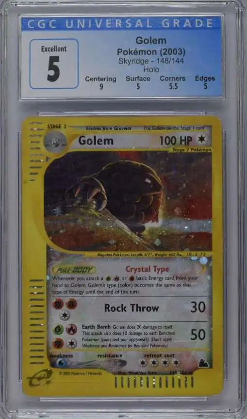 Pokemon Skyridge Rare Holo Golem #148 [CGC - Excellent 5 (3927677015)]