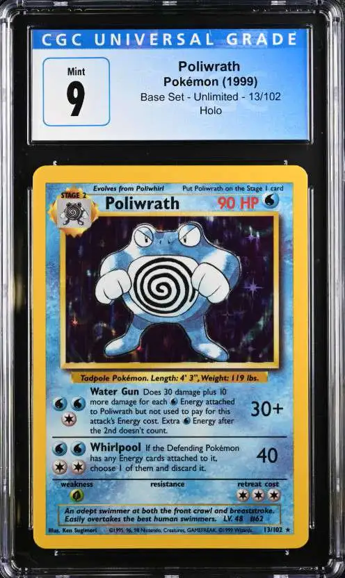 Pokemon Base Set Holo Rare Poliwrath #13 [CGC 9.0]