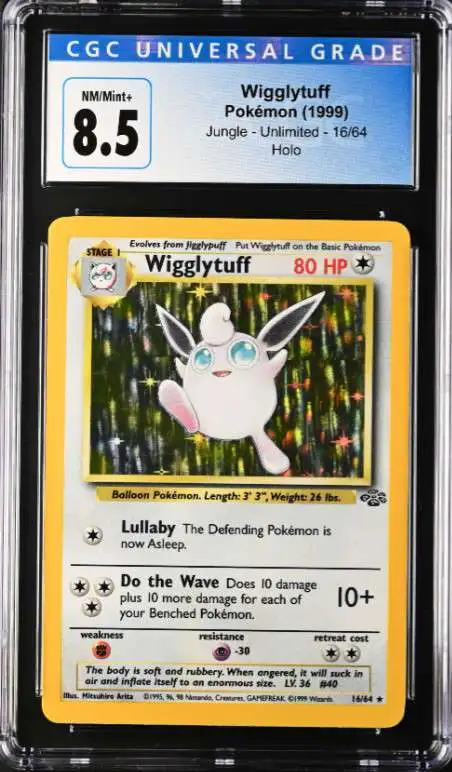 Pokemon Jungle Single Card Rare Holo Wigglytuff 16 CGC - Near