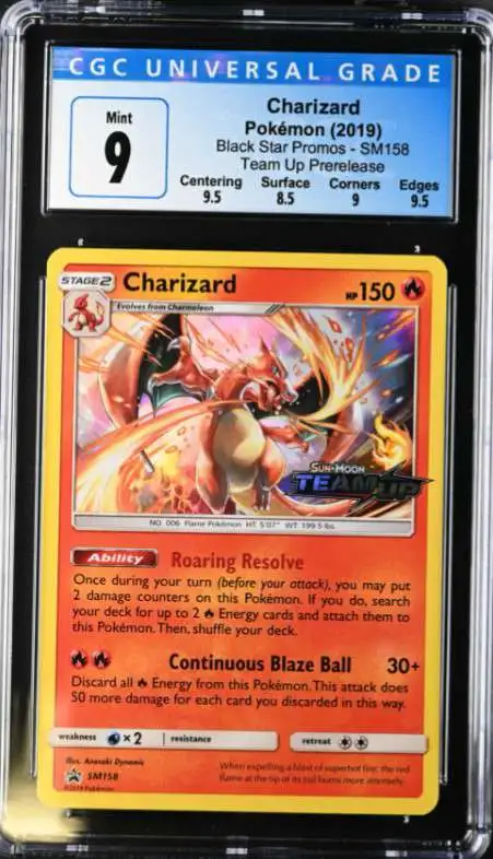 Pokemon Sun & Moon Team Up Holo Rare Charizard (Team Up Pre-Release) SM158 [CGC - Mint 9 (4066528028)]