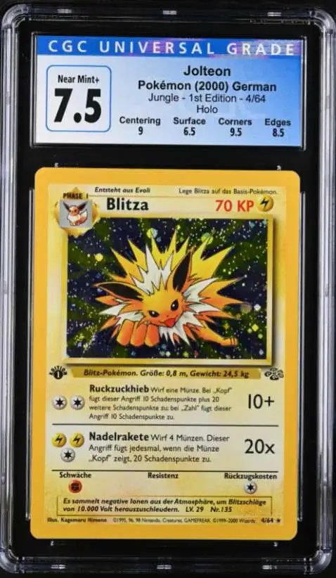 Pokemon Jungle Single Card Rare Holo Jolteon German 4 CGC - Near