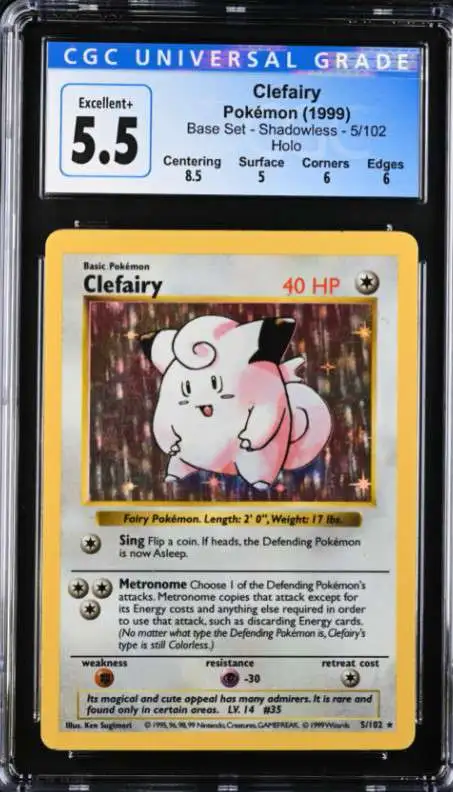 Pokemon Base Set Single Card Rare Holo Clefairy Shadowless 5