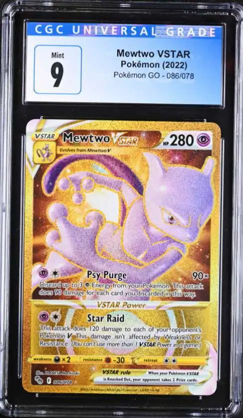 2022 Pokemon Go Mewtwo Vstar 086/078 Secret Gold Full Art PSA 9 MINT