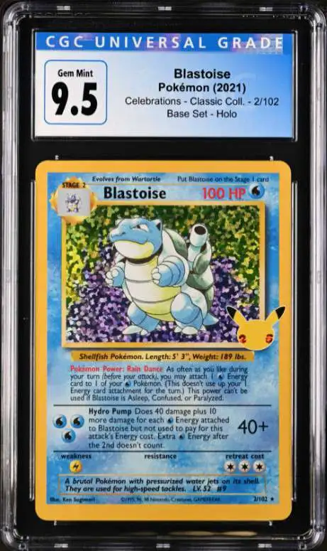 Pokemon Trading Card Game Celebrations Classic Collection Blastoise #2/102 [CGC - Gem Mint 9.5(4149676046)]