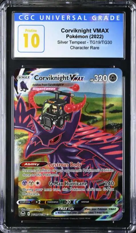 Pokemon Trading Card Game Sword & Shield Silver Tempest Ultra Rare Corviknight VMAX TG19 [CGC - Pristin 10 (4187440012)]