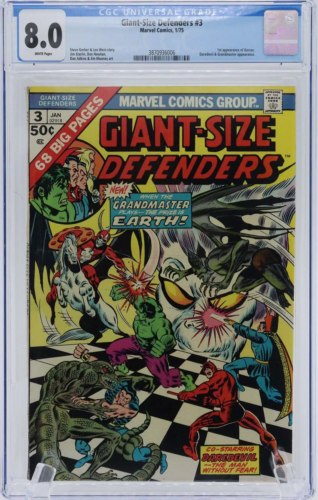 Giant Sized Defenders Graded Comic #3 CGC 8.0 Comic Book [1st Apperance of Korvac]