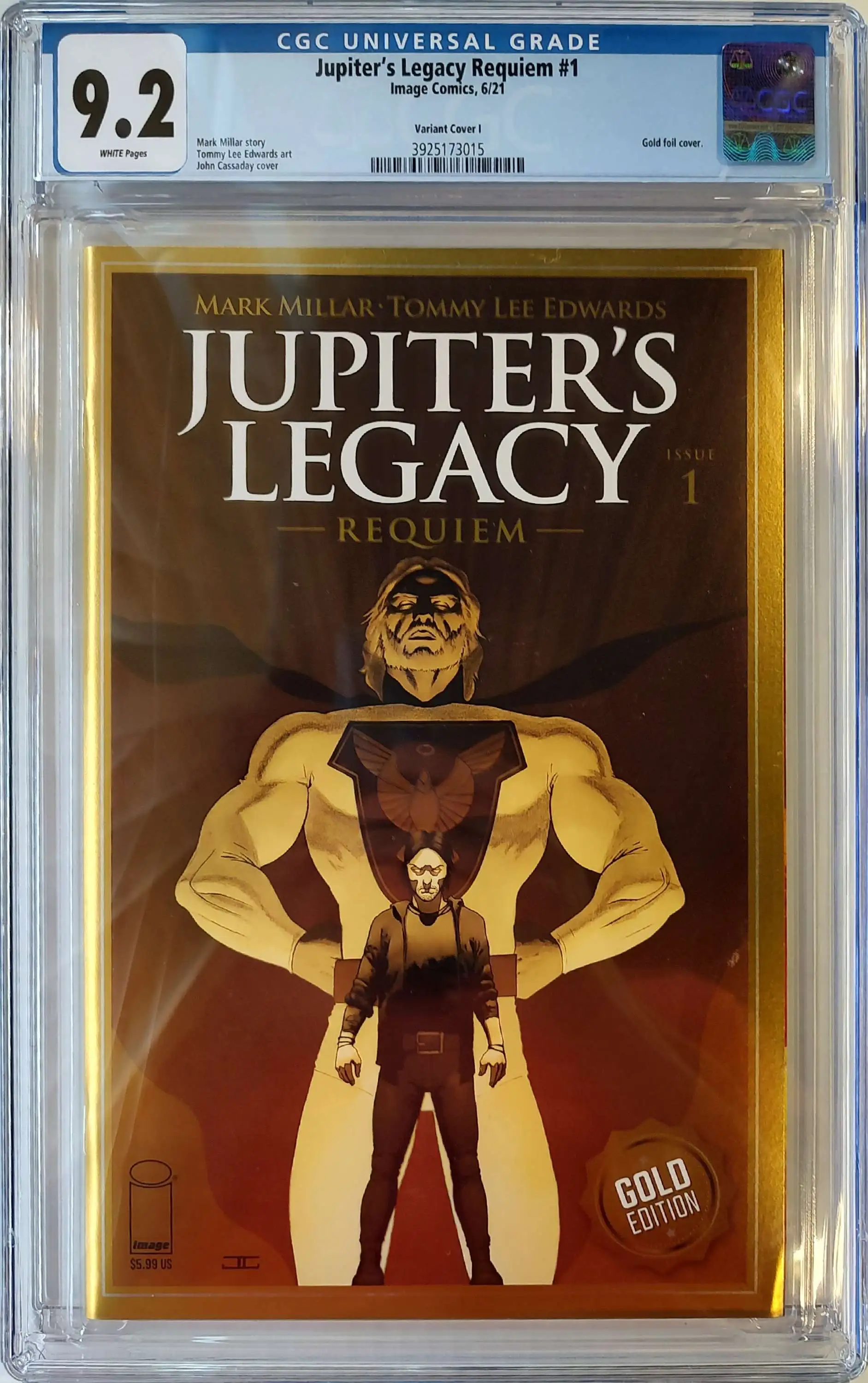 Image Comics Jupiters Legacy Requiem #1 CGC 9.2 Graded Comic Book [John Cassaday Gold Foil Variant Cover]