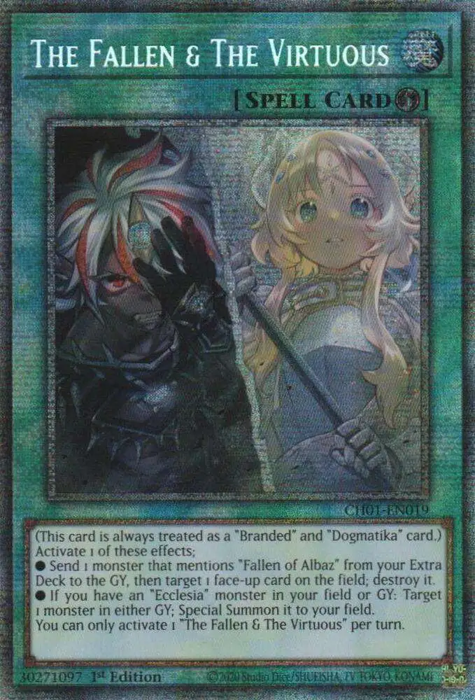 YuGiOh Trading Card Game The Chronicles Deck The Fallen amp The Vir Single  Card Starlight Rare The Fallen The Virtuous CH01-EN019 Starlight - ToyWiz