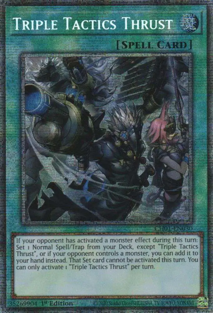 YuGiOh Trading Card Game The Chronicles Deck: The Fallen &amp; The Virtuous Starlight Rare FOIL Triple Tactics Thrust CH01-EN030