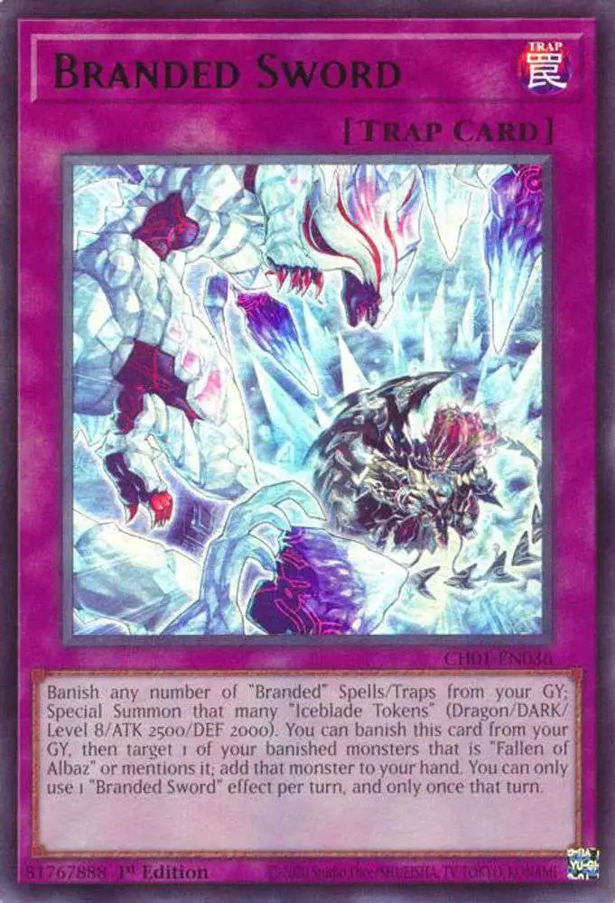 YuGiOh Trading Card Game The Chronicles Deck The Fallen amp The Virtuous Single Card Ultra Rare Branded Sword CH01-EN036 - ToyWiz YuGiOh Trading Card Game The Chronicles Deck The Fallen amp The Virtuous Single Card Ultra Rare Branded Sword CH01-EN036 - ToyWiz