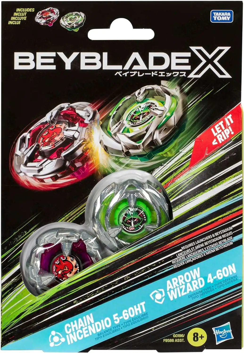 Beyblade X Chain Incendio 5-60HT and Arrow Wizard 4-60N Dual Pack Set