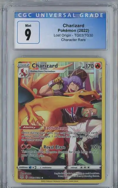 Pokemon Lost Origin Charizard Character Rare Graded Card TG03 [CGC 9]