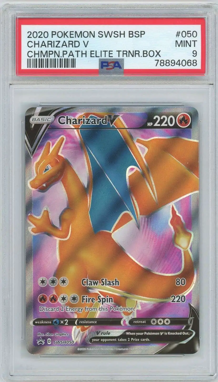 Pokemon Trading Card Game Sword & Shield Promo Charizard V SWSH050 [Full Art] [PSA 9]