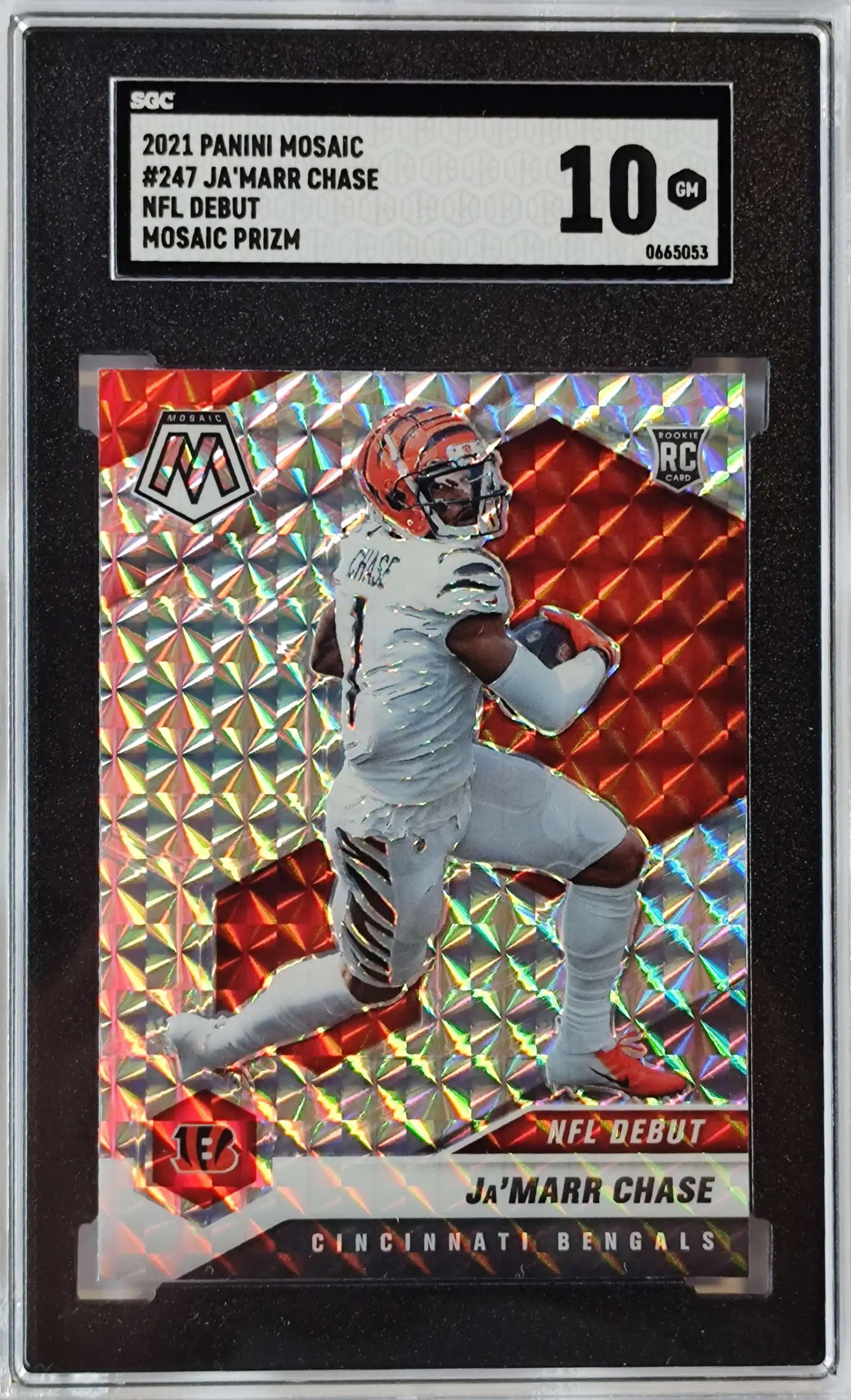 Ja'Marr Chase 2021 Panini Mosaic Reactive Orange Rookie Card #247 Graded  PSA 10