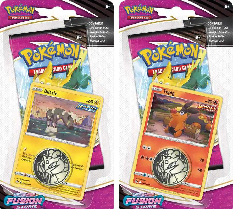 Pokemon Sword & Shield Fusion Strike Blitzle & Tepig Set of 2 Checklane BLISTER Packs