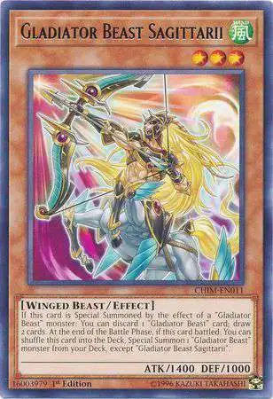 YuGiOh Trading Card Game Chaos Impact Rare Gladiator Beast Sagittarii CHIM-EN011