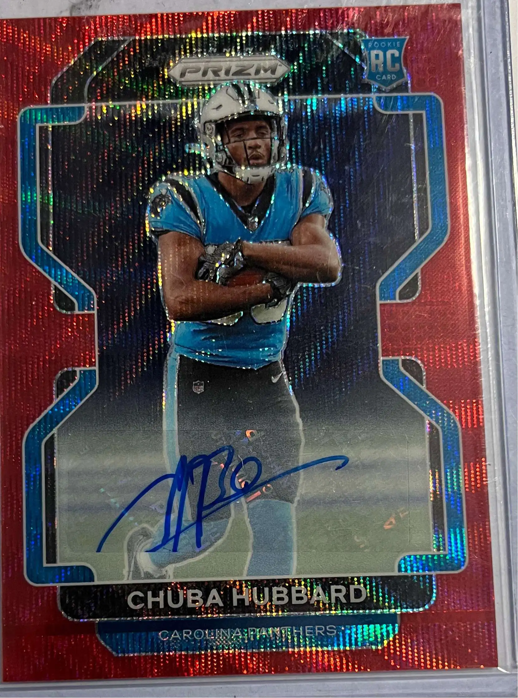 NFL 2021 Prizm Football Chuba Hubbard 79149 Autographed Trading Card 355  Red Wave Panini - ToyWiz