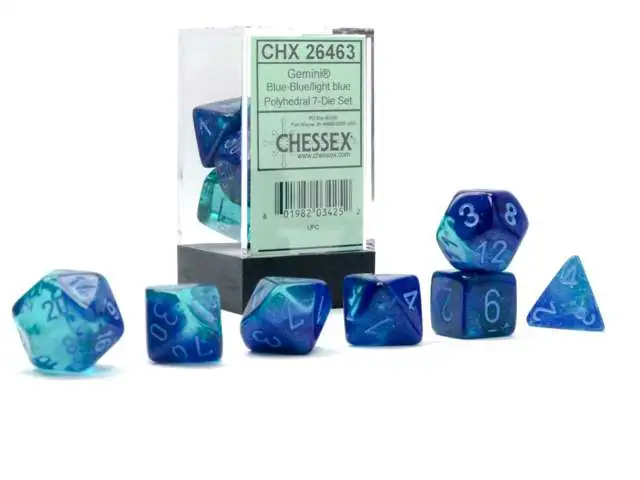 Pink with Silver Numbers Polyhedral 7-Die Borealis Chessex Dice Set 