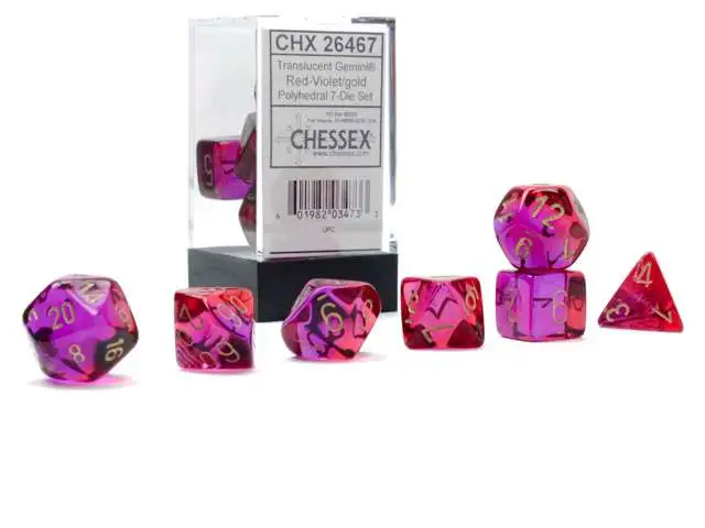 Chessex Gemini Red-Violet / Gold Polyhedral 7-Die Dice Set #26467