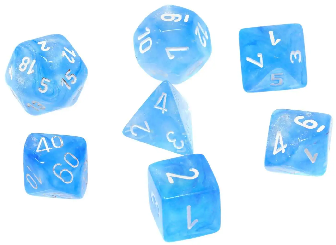 Chessex CHX 27566 Polyhedral Luminary Sky W/ Silver 7 Die B3g1 for sale online 