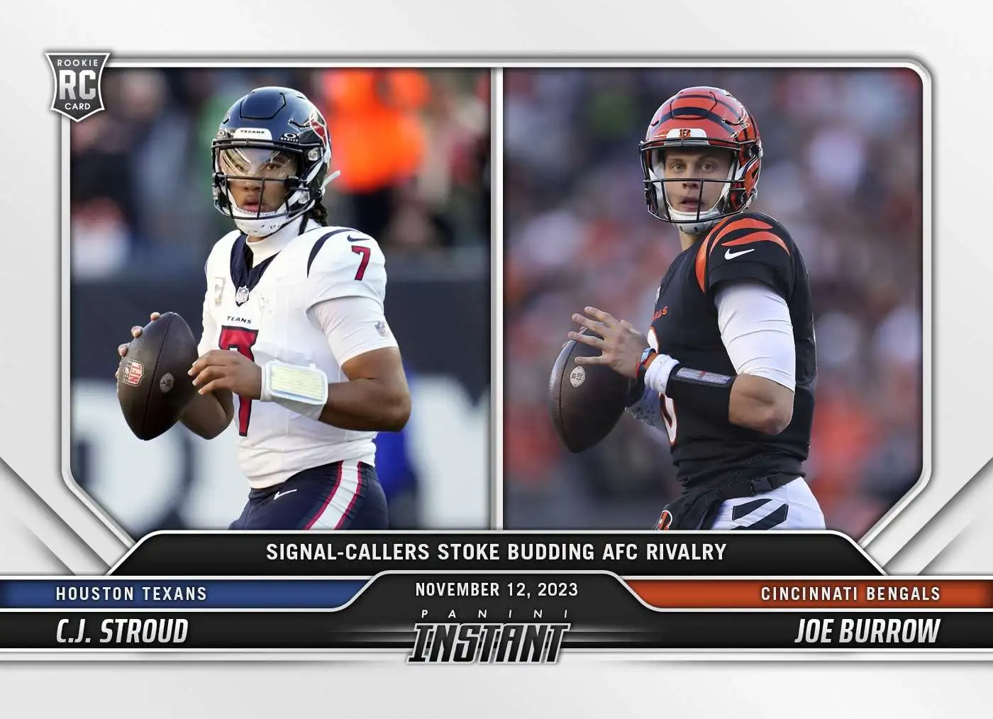 NFL 2023 Panini Instant Football CJ Stroud / Joe Burrow #46 [Rookie, Signal-Callers Stoke Budding AFC Rivalry]