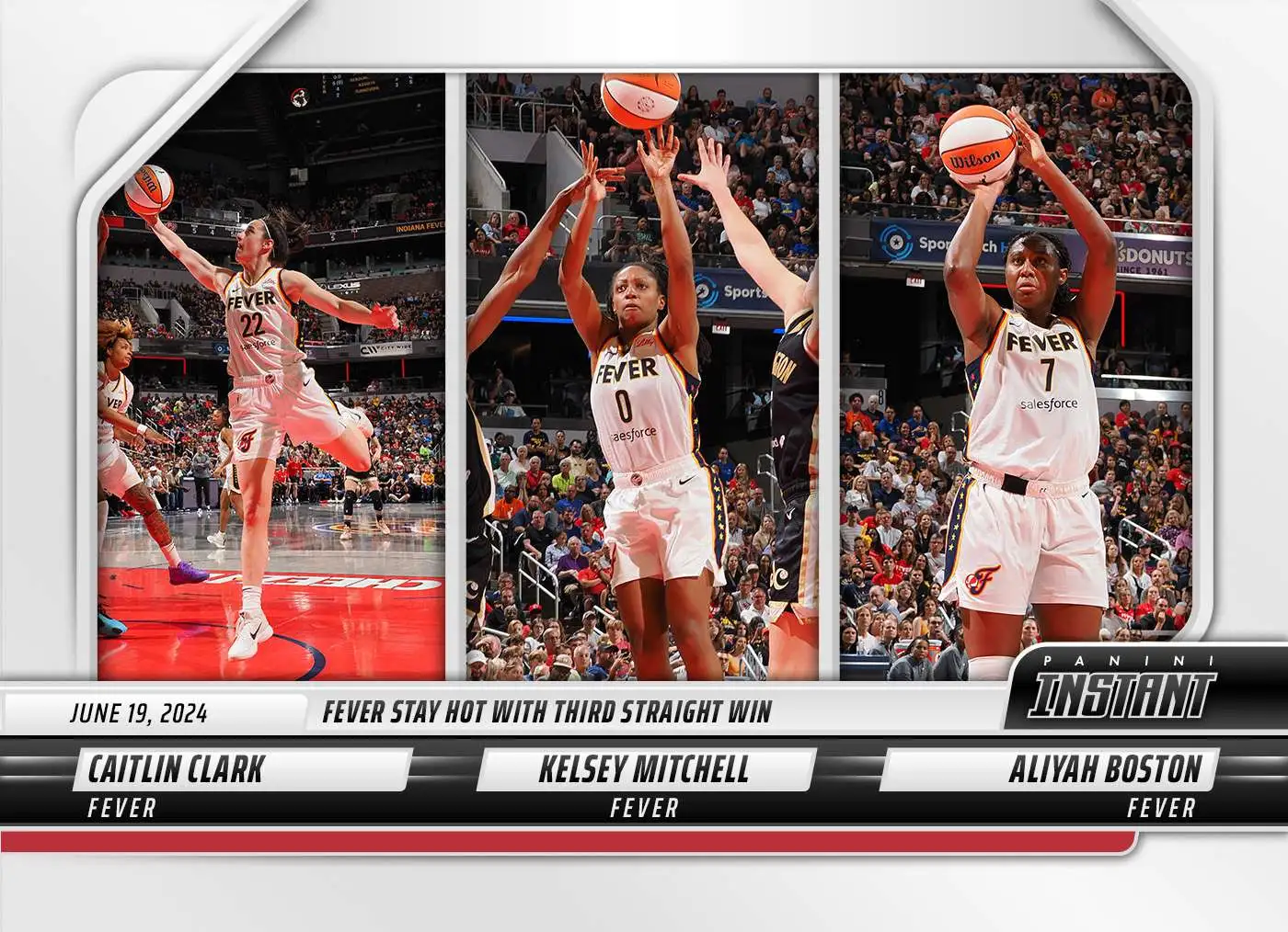 WNBA Indiana Fever 2024 Instant Basketball Caitlin Clark, Kelsey Mitchell & Aliyah Boston #78 [Rookie, Fever Stay Hot with 3rd Straight Win]