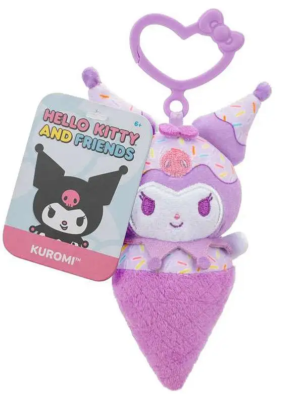 Sanrio Hello Kitty & Friends Clip On Kuromi 4-Inch Plush Figure [Ice Cream Cone]