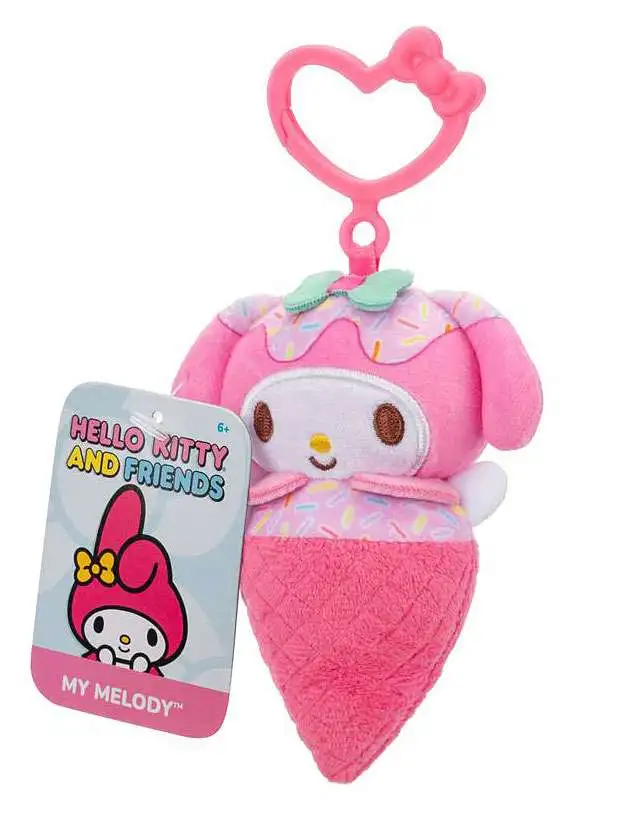 Sanrio Hello Kitty & Friends Clip On My Melody 4-Inch Plush Figure [Ice Cream Cone]