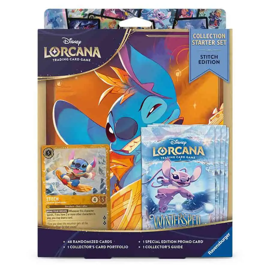 Disney Lorcana Trading Card Game Winterspell Stitch Collection Starter Set 4 Booster Packs More Ravensburger - ToyWiz Disney Lorcana Trading Card Game Winterspell Stitch Collection Starter Set 4 Booster Packs More Ravensburger - ToyWiz