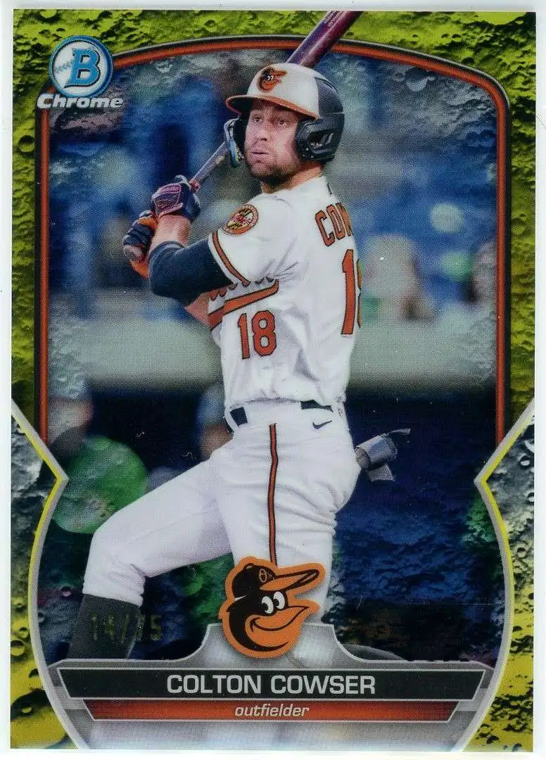MLB Topps 2023 Bowman Chrome Prospects Lunar Crater Yellow 14/75 Colton Cowser BCP-144