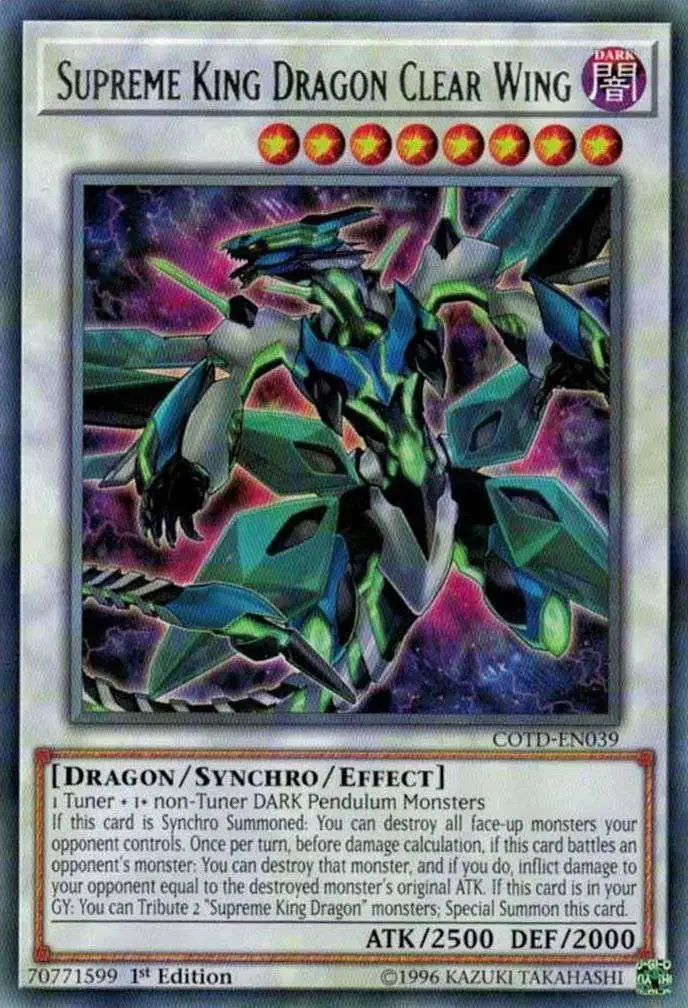 YuGiOh Code of the Duelist Rare Supreme King Dragon Clear Wing COTD-EN039