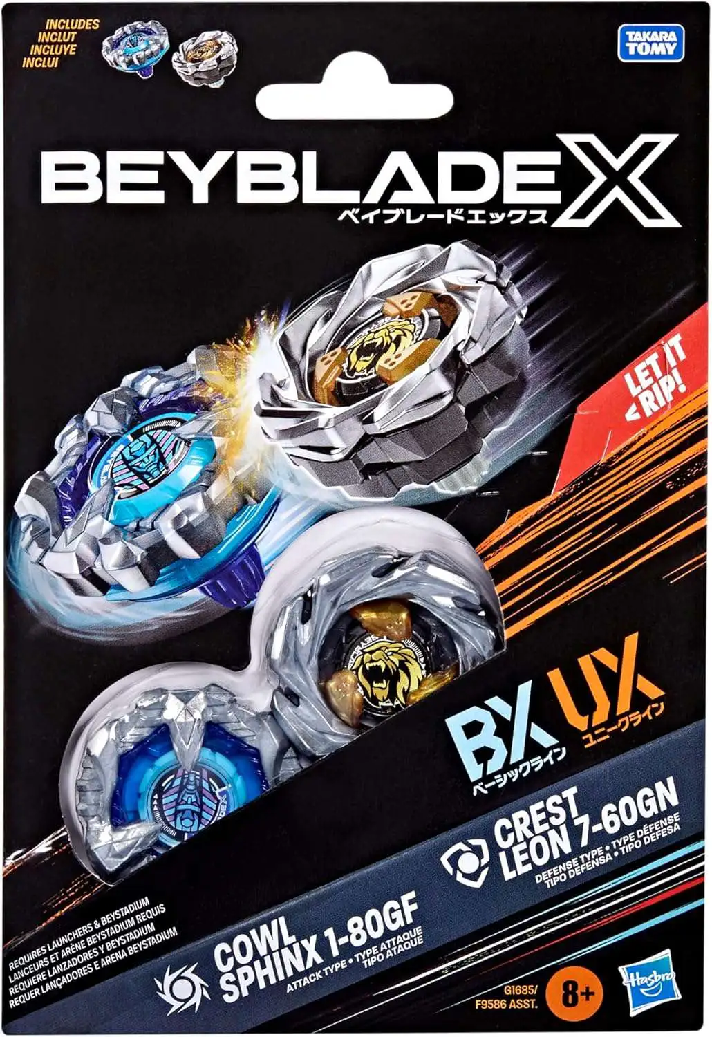 Beyblade X Cowl Sphinx 1-80GF BX Crest Leon 7-60GN UX Dual