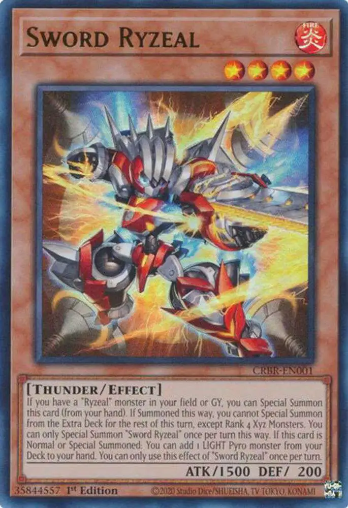 YuGiOh Trading Card Game Crossover Breakers Ultra Rare Sword Ryzeal CRBR-EN001