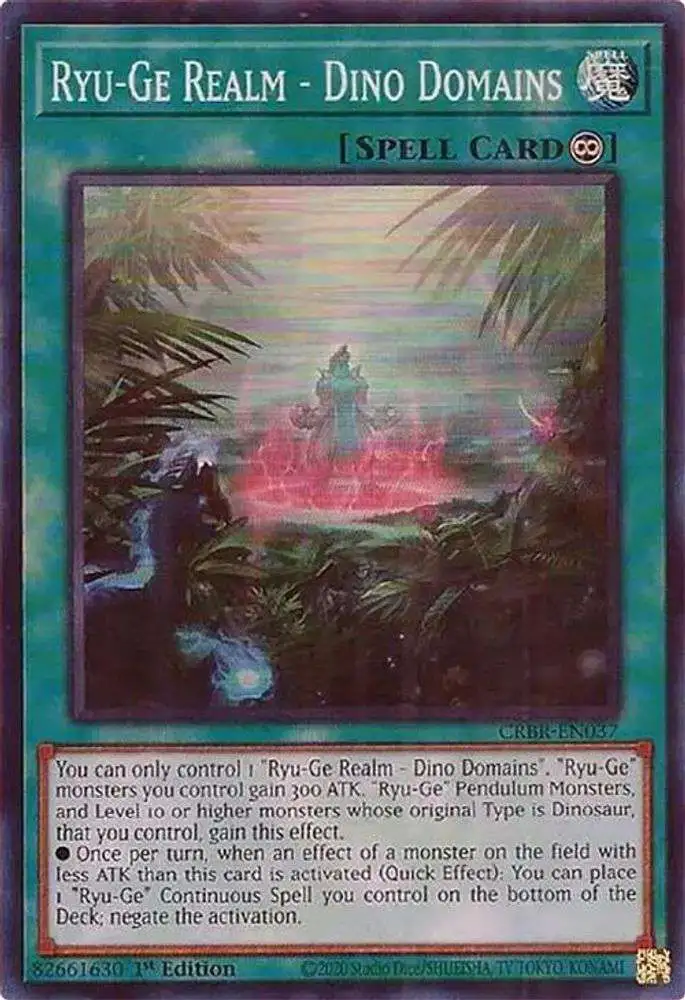 YuGiOh Trading Card Game Crossover Breakers Super Rare Ryu-Ge Realm - Dino Domains CRBR-EN037