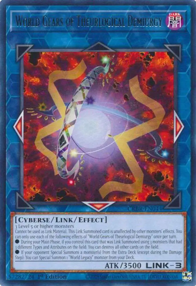 YuGiOh Trading Card Game Crossover Breakers Rare World Gears of Theurlogical Demiurgy CRBR-EN044