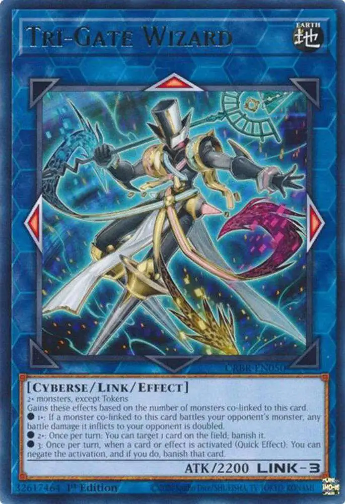 YuGiOh Trading Card Game Crossover Breakers Rare Tri-Gate Wizard CRBR-EN050