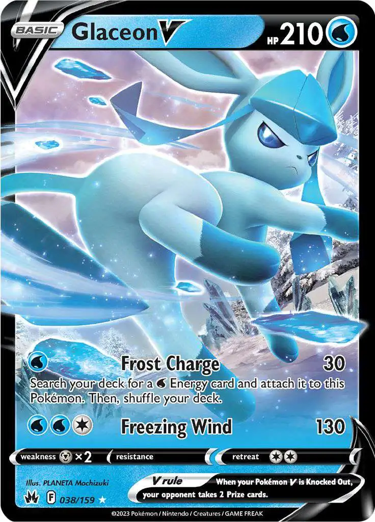 Pokemon Trading Card Game Crown Zenith Rare Holo Glaceon V #38