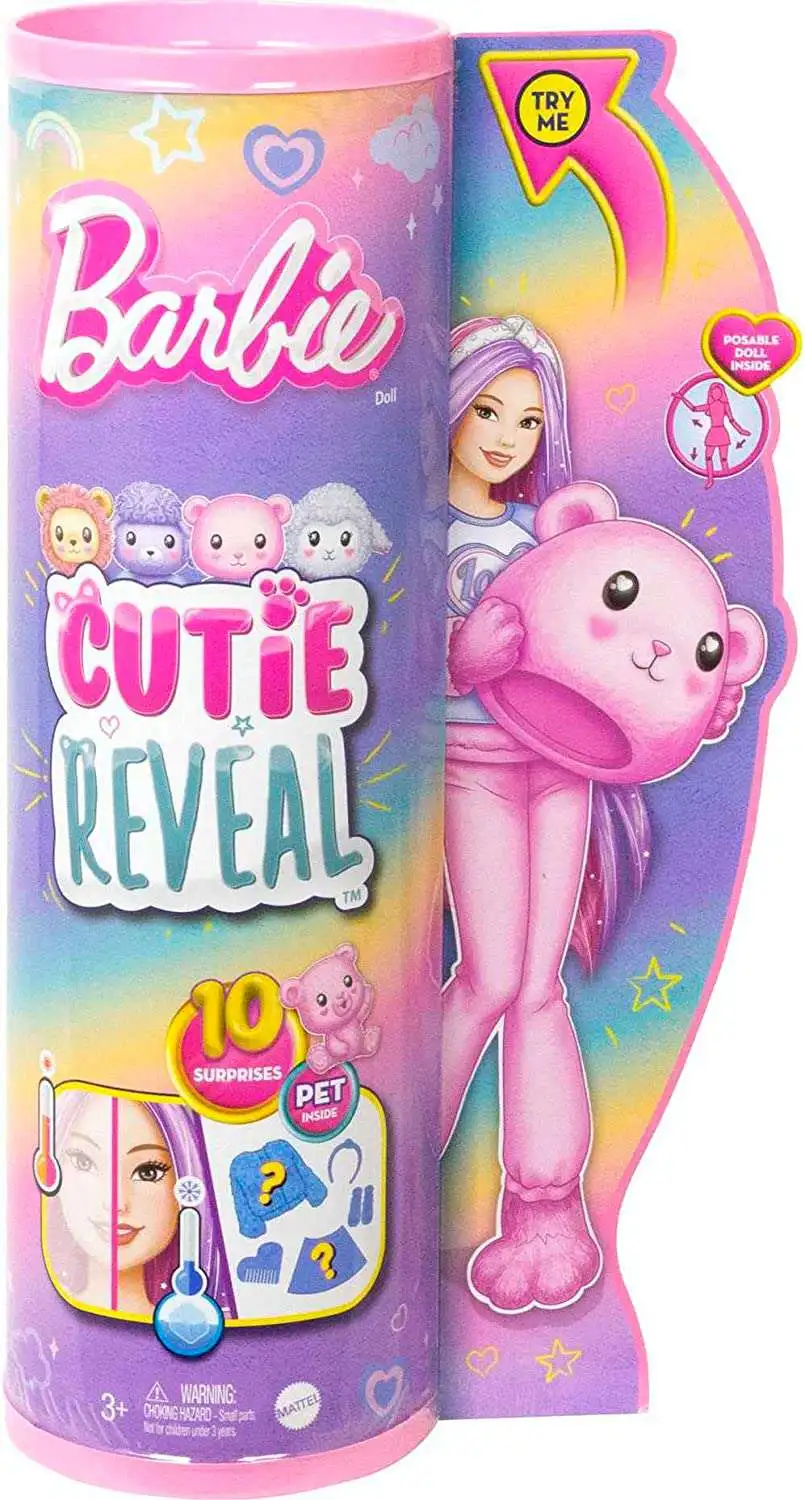 Barbie Cutie Reveal Cozy Series Pink Bear Surprise Doll Mattel  image
