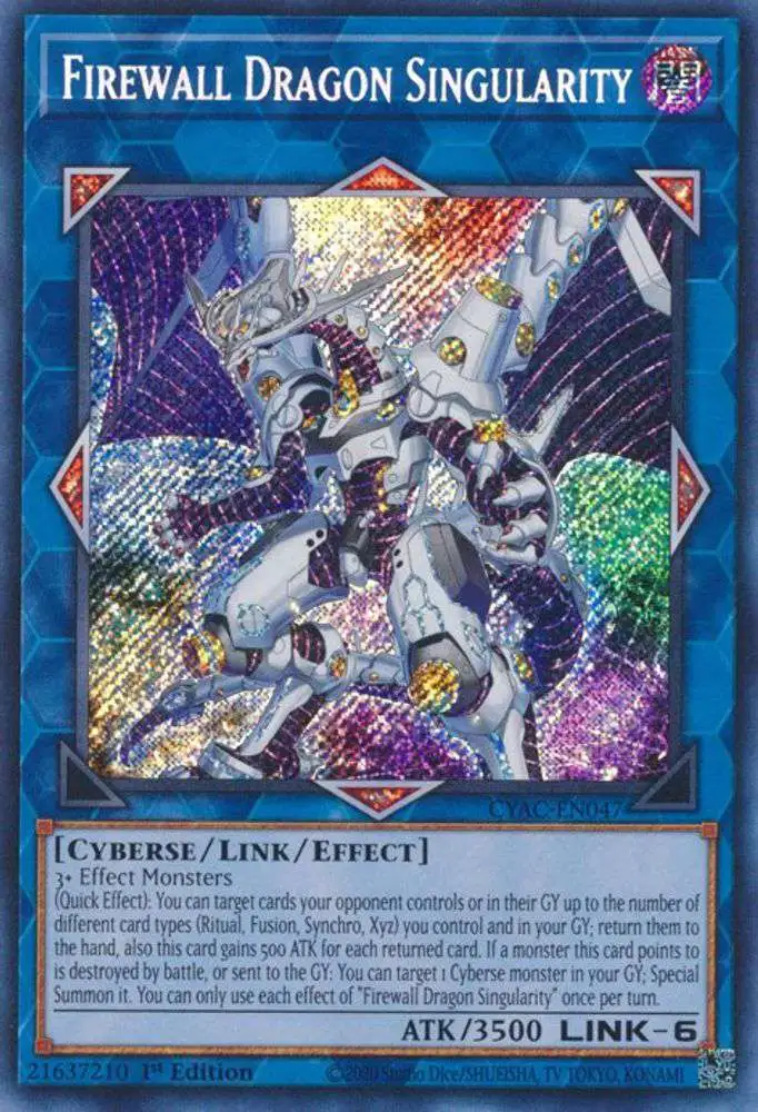 YuGiOh Trading Card Game Cyberstorm Access Secret Rare Firewall Dragon Singularity CYAC-EN047