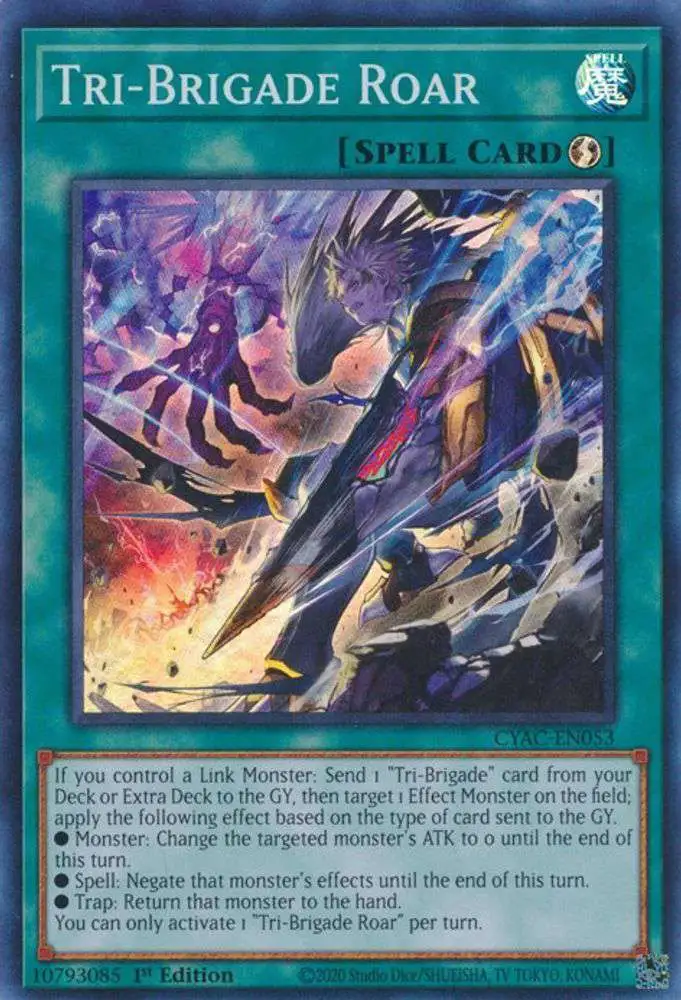 YuGiOh Trading Card Game Cyberstorm Access Super Rare Tri-Brigade Roar CYAC-EN053