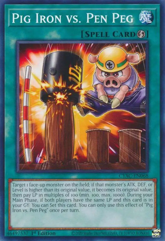 YuGiOh Trading Card Game Cyberstorm Access Common Pig Iron vs. Pen Peg CYAC-EN068