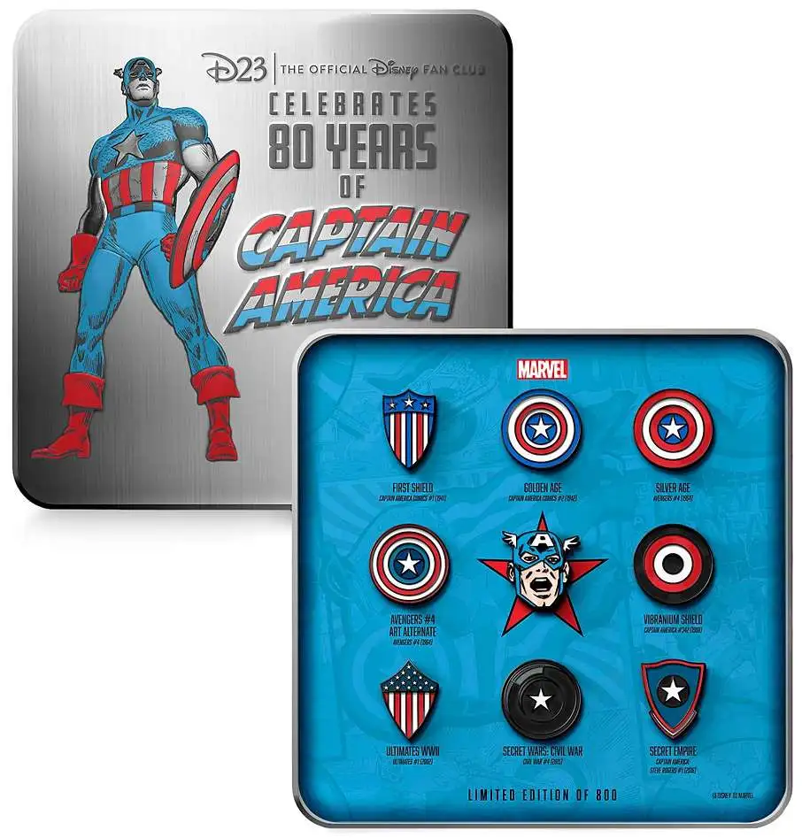 Disney Marvel D23 Captain America Exclusive Boxed Pin Set 9-Pack - ToyWiz