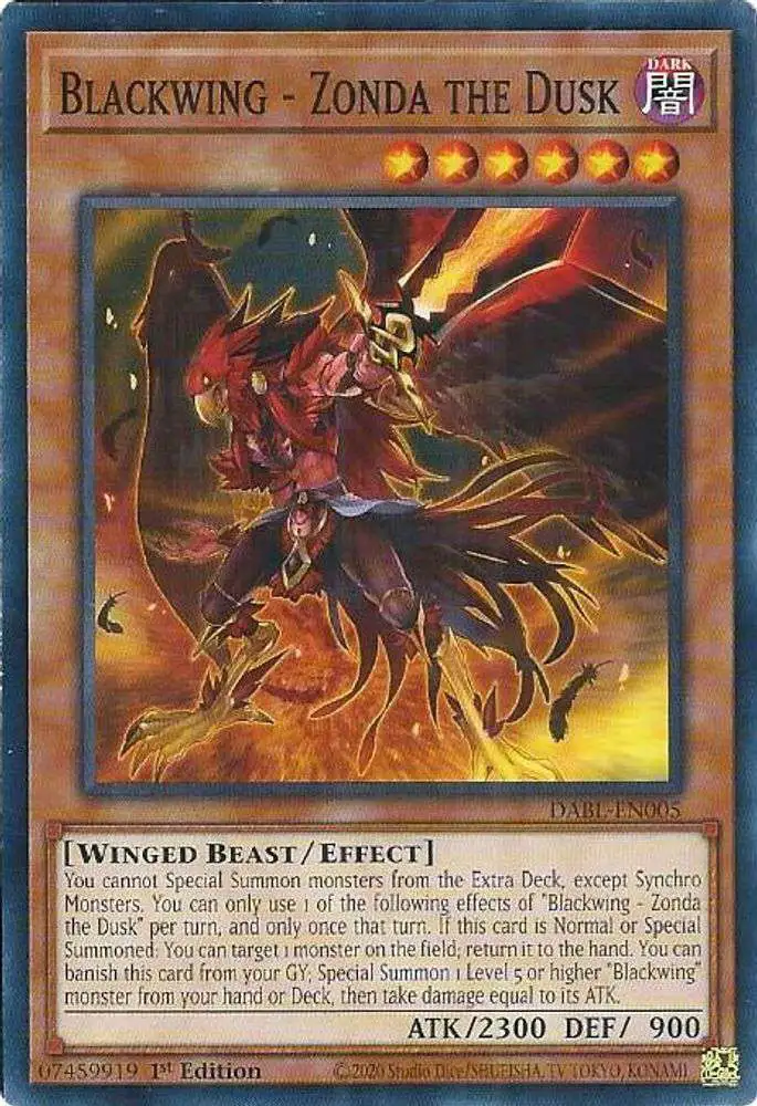 YuGiOh Darkwing Blast Common Blackwing - Zonda the Dusk DABL-EN005