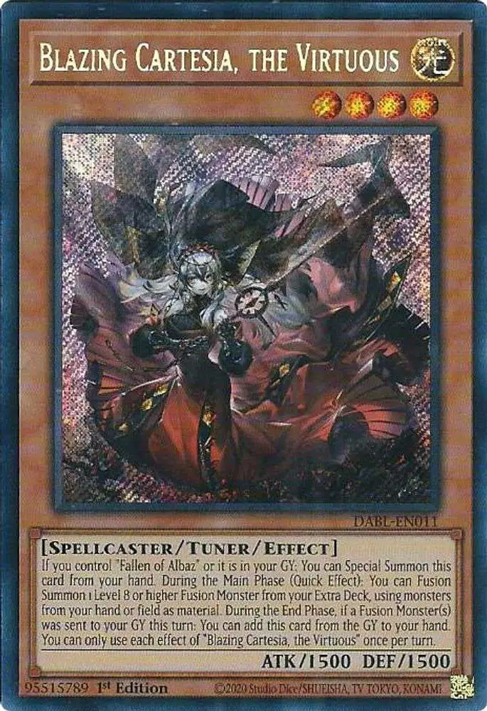 YuGiOh Darkwing Blast Secret Rare Blazing Cartesia, the Virtuous DABL-EN011