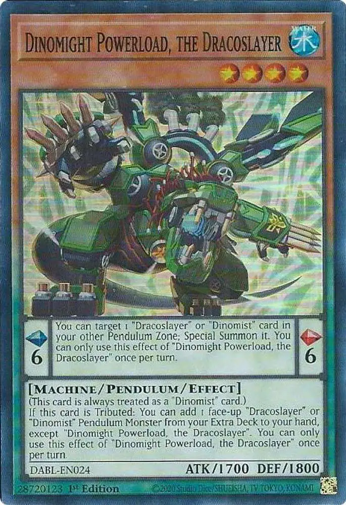 YuGiOh Darkwing Blast Super Rare Dinomight Powerload, the Dracoslayer DABL-EN024