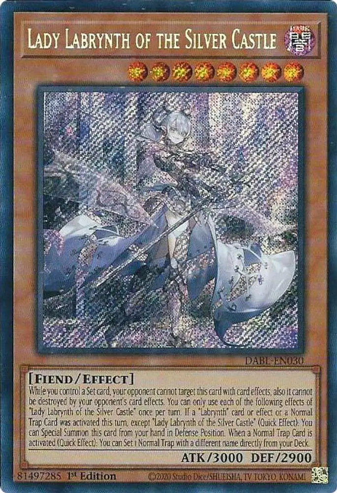 YuGiOh Darkwing Blast Secret Rare Lady Labrynth of the Silver Castle DABL-EN030