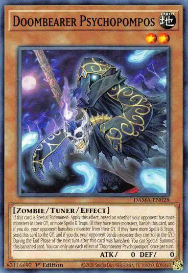 YuGiOh Trading Card Game Dawn of Majesty Common Doombearer Psychopompos DAMA-EN028
